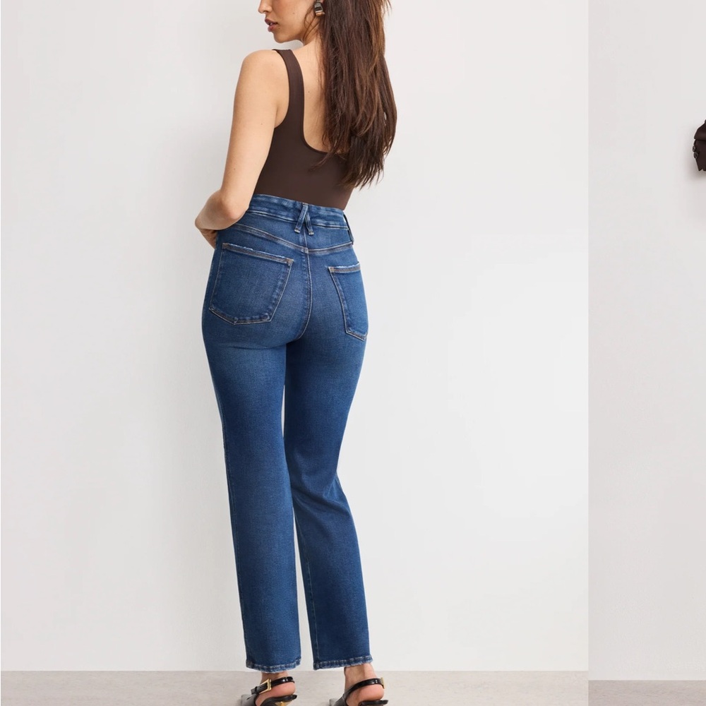 Good American Dark Blue Straight Leg Jeans